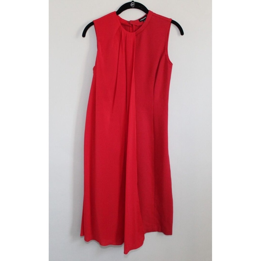 J. Peterman Sleeveless Chiffon Overlay Pleated Dress Red Size 0 Stretch Cocktail - Picture 4 of 15